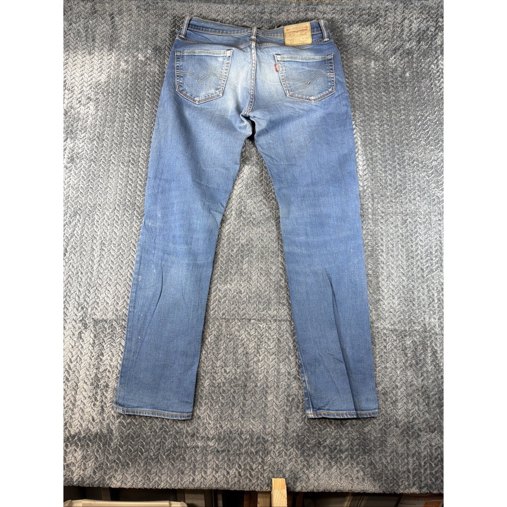 Levi's 511 Jeans Mens 34x32 Slim Fit Stretch Straight Denim Blue Distressed - Picture 9 of 14